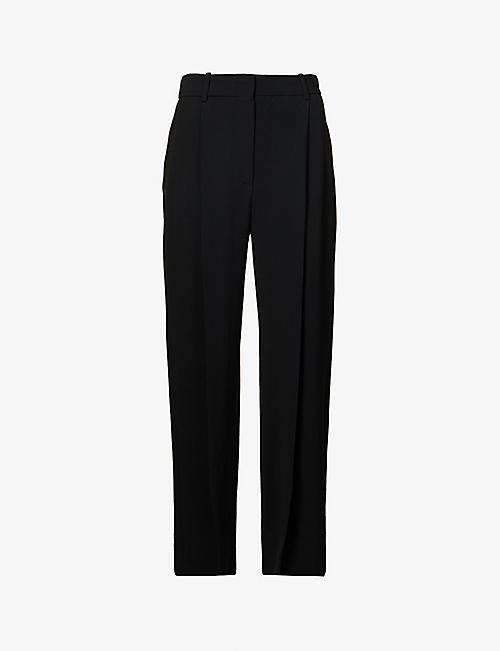 VICTORIA BECKHAM: Pleated mid-rise straight-leg stretch-woven trousers
