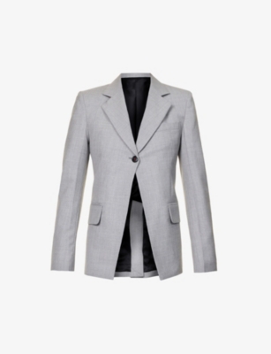 Victoria Beckham Single-breasted Notched-lapel Wool Blazer In Grey Melange