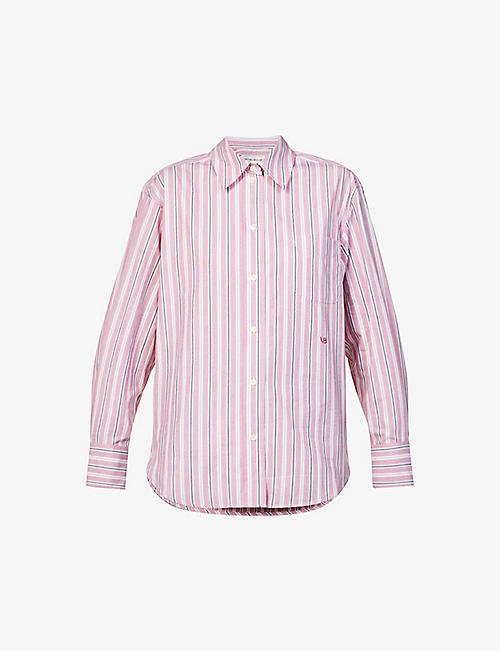 VICTORIA BECKHAM: Oversized striped organic cotton-blend shirt