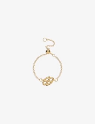 The Alkemistry Womens Yellow Cancer Zodiac 18ct Yellow Gold Chain Ring
