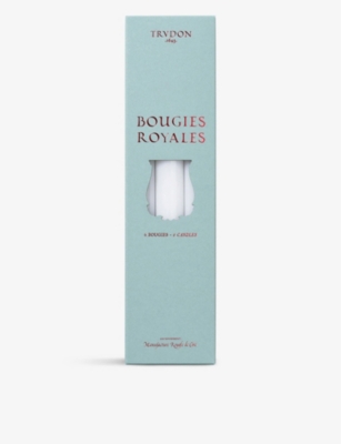 TRUDON: White Royale tapered wax candlesticks set of six