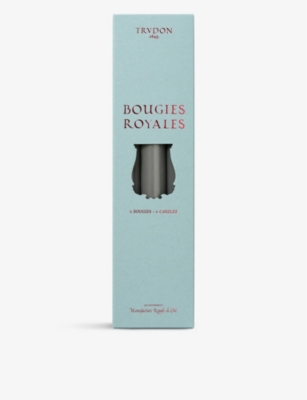 TRUDON: White Royale tapered wax candlesticks set of six