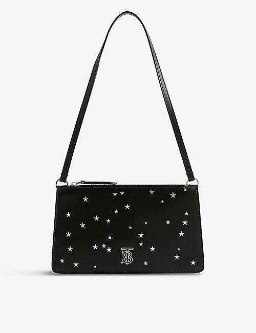 BURBERRY: Star brand-print leather shoulder bag