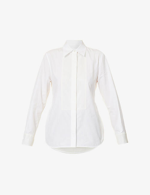 HELMUT LANG: Belt-embellished panelled regular-fit cotton shirt