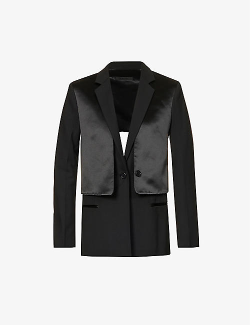 HELMUT LANG: Cut-out single-breasted regular-fit stretch-wool-blend blazer