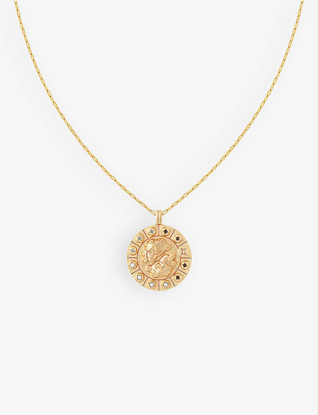 Astrid & Miyu Gemini Bold Zodiac Plated Recycled 925 Sterling-silver Necklace In Gold