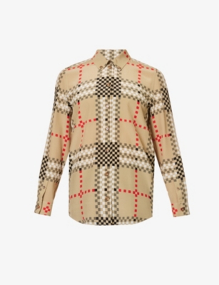 BURBERRY Paola check pattern silk shirt Selfridges