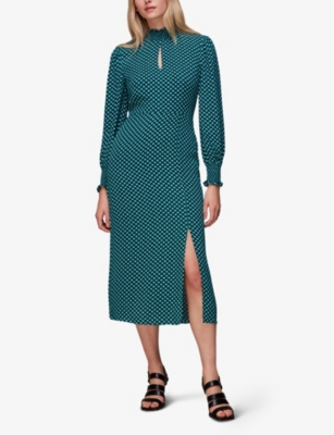 Shop Whistles Women's Multi-coloured Star Check-print Viscose Midi Dress