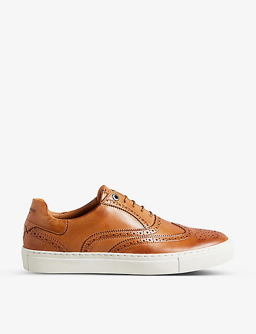 TED BAKER: Dentton laser-cut leather brogue trainers