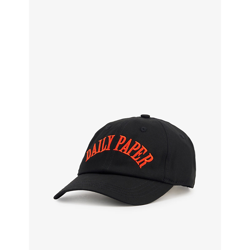 DAILY PAPER DAILY PAPER MENS BLACK HOESO LOGO-EMBROIDERED COTTON BASEBALL CAP,63285049