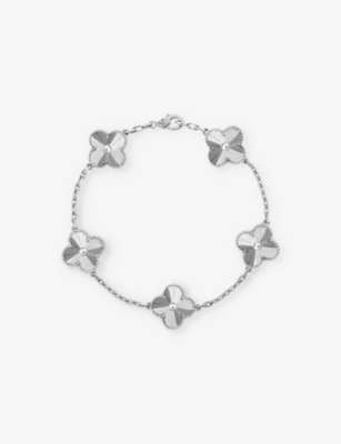 VAN CLEEF ARPELS Vintage Alhambra 18ct white gold 5 motifs bracelet Selfridges