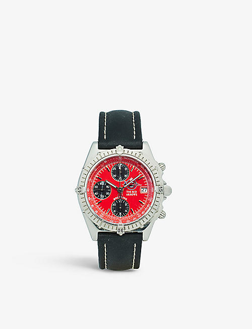 RESELFRIDGES WATCHES: Pre-loved JRBR3 Breitling Red Arrows stainless-steel automatic watch