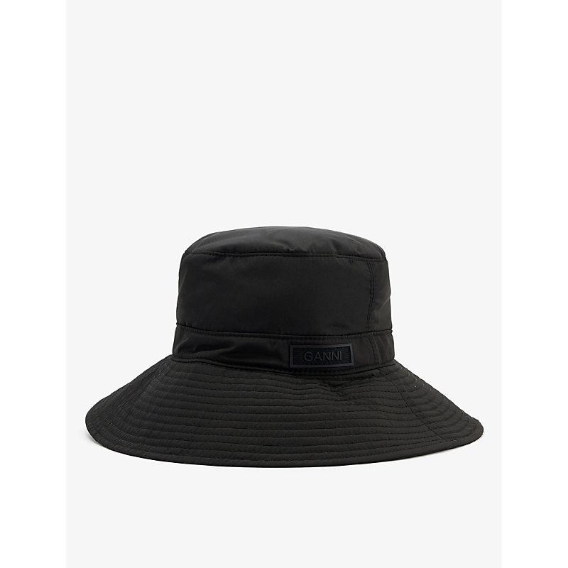 Ganni Recycled Tech Fabric Bucket Hat In Black | ModeSens