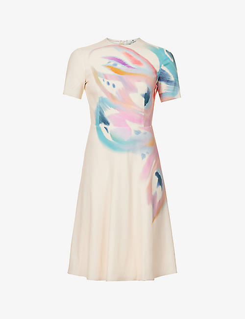 ETRO: Abstract-pattern flared-hem stretch-woven midi dress