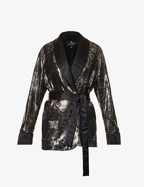 ETRO: Giacca sequin-embellished woven blazer