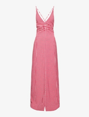 Ganni Stretch Seersucker Maxi Dress In Love Potion