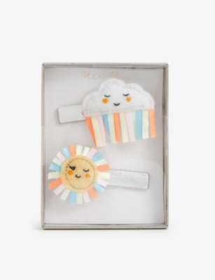 Meri Meri Girls Multi Kids Sun And Cloud Pack Of Two Felt Hair Clips