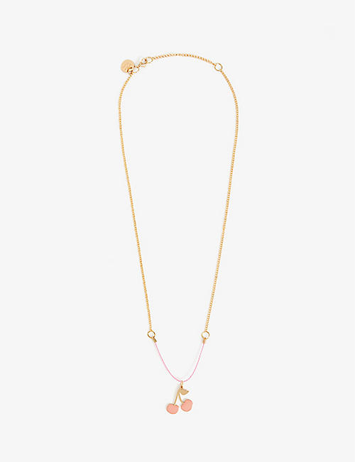 MERI MERI: Cherries pendant metal and enamel necklace