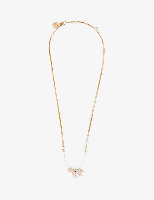 MERI MERI: Unicorn pendant metal and enamel necklace