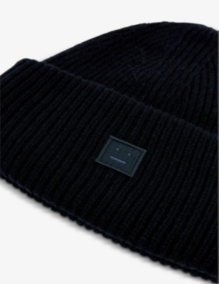 Shop Acne Studios Pansy Logo-patch Wool Beanie Hat In Black