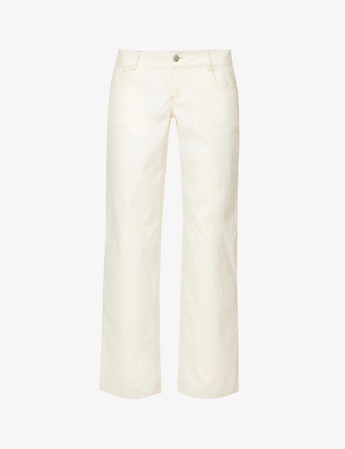MIAOU: Atlas straight-leg mid-rise cotton-blend trousers