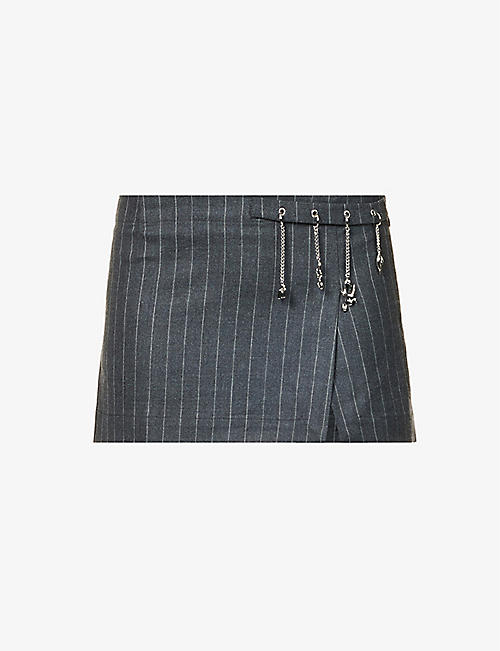 MIAOU: Micro Mini striped stretch-woven mini skirt