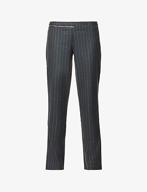 MIAOU: Mauve tapered mid-rise stretch-woven trousers