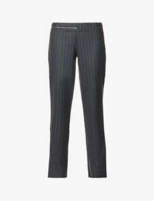 Shop Miaou Women's Brixton Stripe Mauve Tapered Mid-rise Stretch-woven Trousers