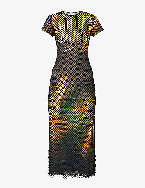 MIAOU: Billie graphic-print woven maxi dress