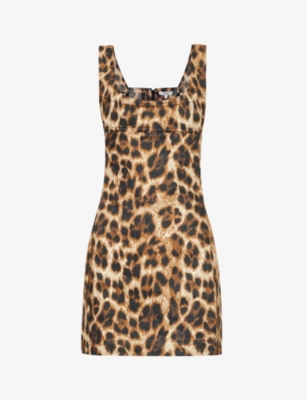 MIAOU MIAOU WOMEN'S NIKI VIVI LEOPARD-PRINT STRETCH-COTTON MINI DRESS,63300667