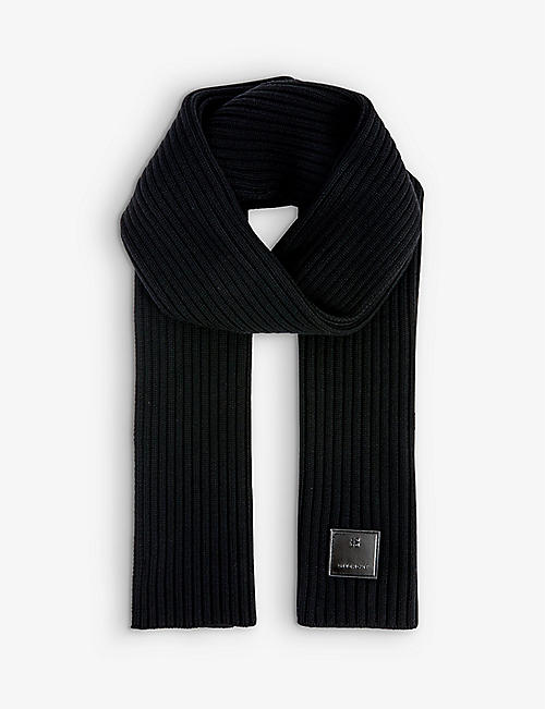GIVENCHY: Brand-patch ribbed wool-knit scarf