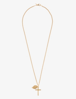 EMANUELE BICOCCHI: Leaf and cross sterling-silver necklace