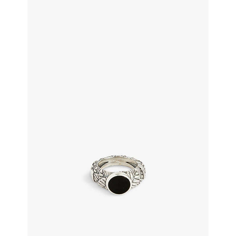 EMANUELE BICOCCHI EMANUELE BICOCCHI MENS SILVER LEAVES STERLING-SILVER AND ONYX RING,63304054