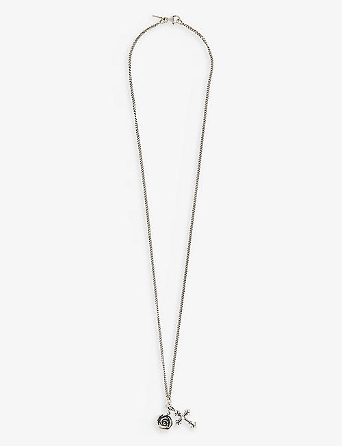 EMANUELE BICOCCHI: Cross and rose sterling-silver pendant necklace