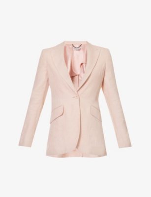 Stella Mccartney Fluid Linen Single-breasted Blazer In Rose