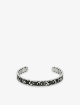 GUCCI Marmont Double G logo-embellished sterling-silver cuff bracelet