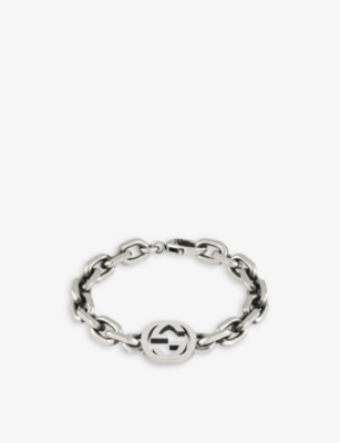 GUCCI Interlocking logo-charm 925 sterling-silver chain bracelet