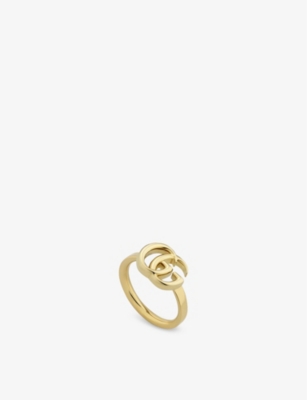 Shop Gucci Womens Yellow Gold Gg Running 18ct Yellow-gold Ring