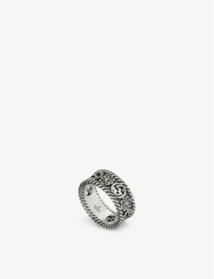 Gucci Womens Silver Interlocking G Sterling-silver Ring