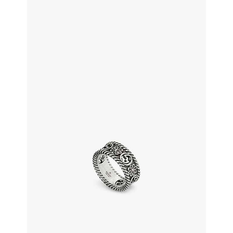 Gucci Womens Silver Interlocking G Sterling-silver Ring