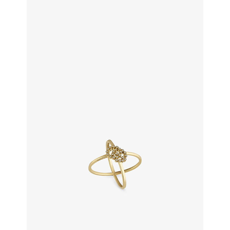GUCCI GUCCI WOMEN'S YELLOW GOLD GG RUNNING 18CT YELLOW-GOLD AND 0.07CT ROUND BRILLIANT-CUT DIAMOND RING,63311854
