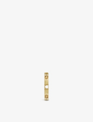 Shop Gucci Women's Yellow Gold Icon 18ct Yellow-gold And 0.034ct Diamond Ring