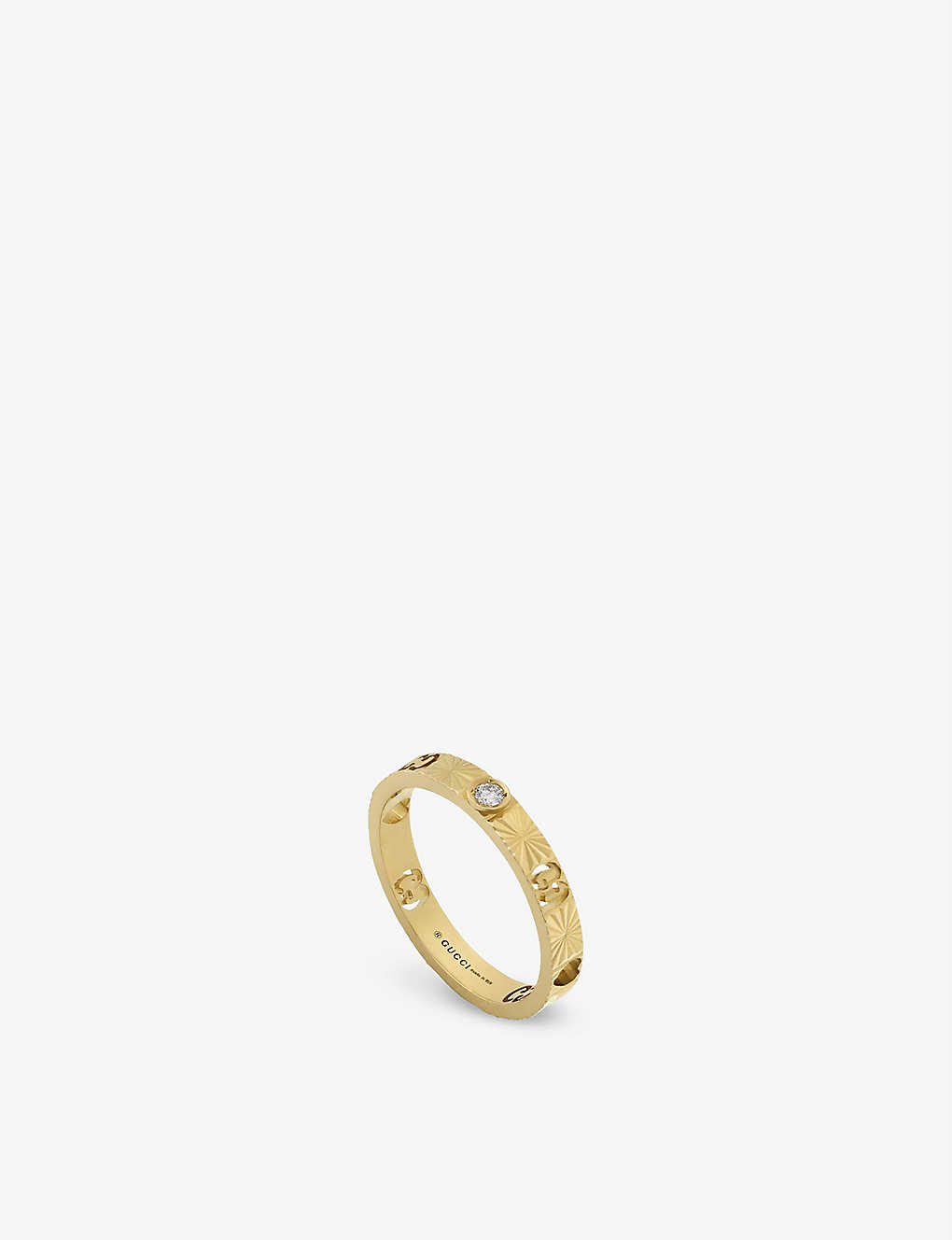 Gucci Womens Yellow Gold Icon 18ct Yellow-gold And 0.034ct Diamond Ring