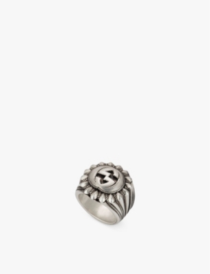 Gucci Womens Silver Interlocking G Sterling-silver Ring