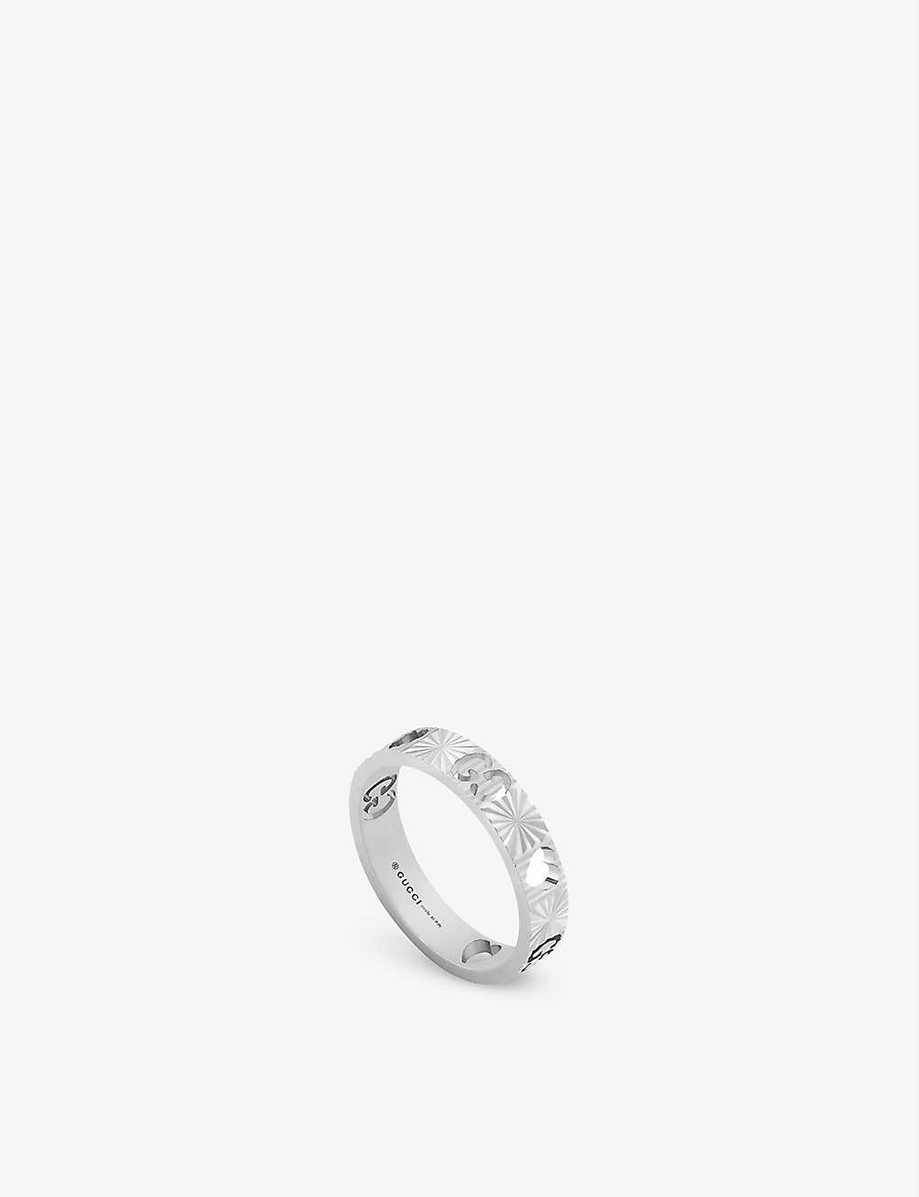 Gucci Womens Silver Icon 18ct White-gold Ring