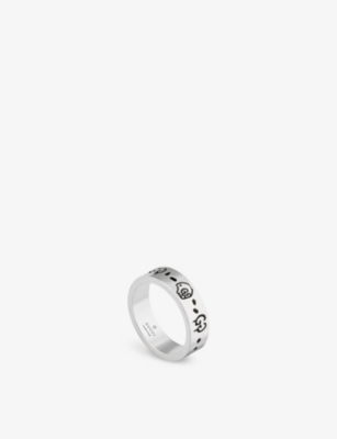 Gucci Womens Silver Ghost Sterling-silver Ring | ModeSens