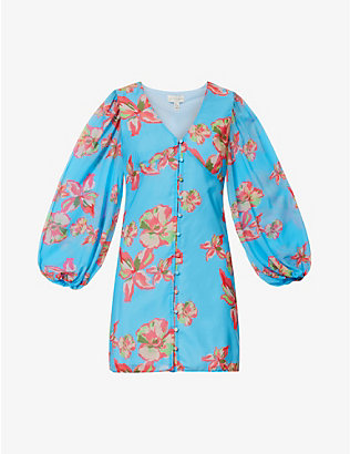 PRETTY LAVISH: Naya floral-print woven mini dress