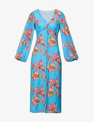 PRETTY LAVISH: Naya floral-print woven midi dress