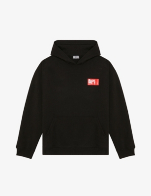 DIESEL: S-N Label logo-patch cotton-jersey hoody