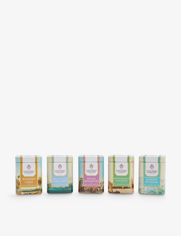 Speciality loose-leaf tea caddy gift set of five